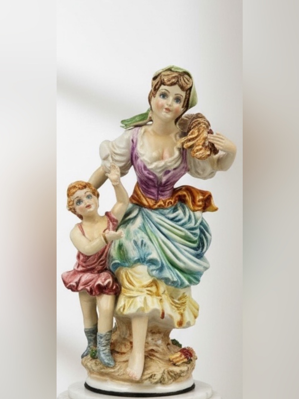 Vintage Italian Capodimonte Style Porcelain
Figurine Woman & Child Made in Italy